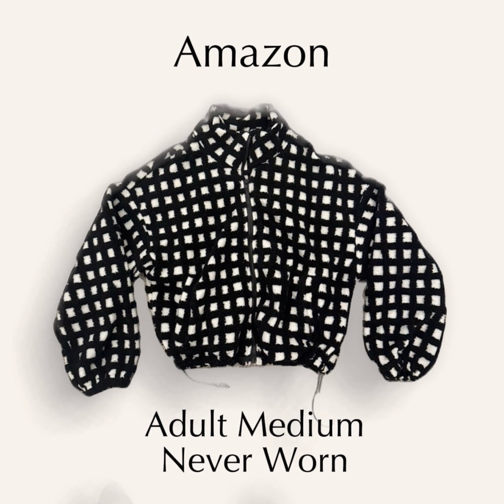 Black and White Checkered Zip-Up Jacket